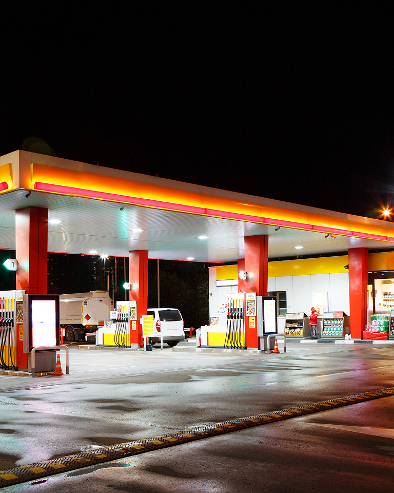 Gas station forecourt